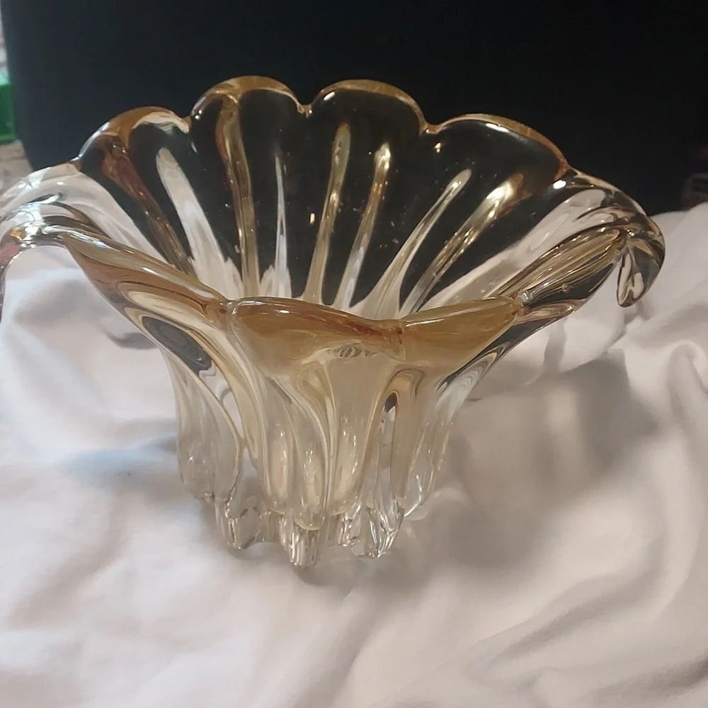 TELEFLORA Yellow Ribbed Fan Vase | Yellow Glass Vase | Vases for Flowers | Scall